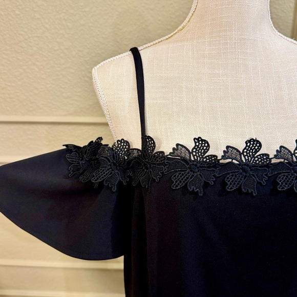 KENSIE Women’s Black Strapless Dress w/ Lace Detail & Wide A-Line Skirt. Size 12 - Picture 4 of 8